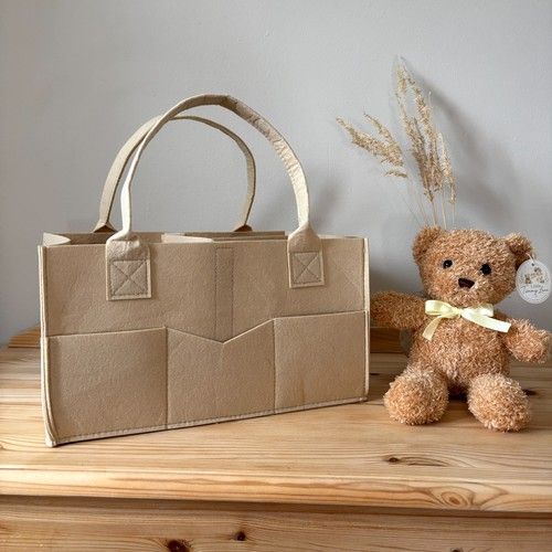 Tan Felt Nappy Caddy – Neutral Baby Multifunctional Nursery Organiser