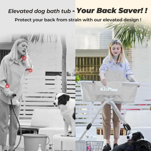 Foldable Dog Bath Tub, 5 Adjustable Heights, Grey Portable Pet Shower Pool — image 5