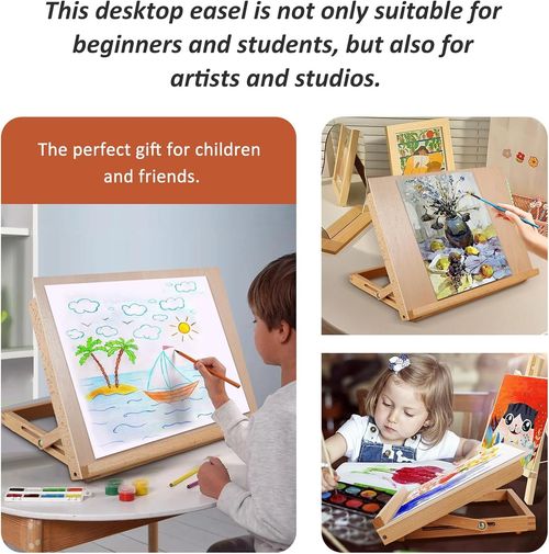 A3 Artist Drawing Board Solid Beech Wood Desktop Painting Easel Adjustable — image 7