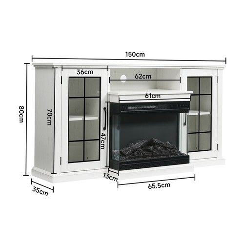Electric LED Fireplace Heater Insert TV Stand Media Console Table Cabinet+Remote