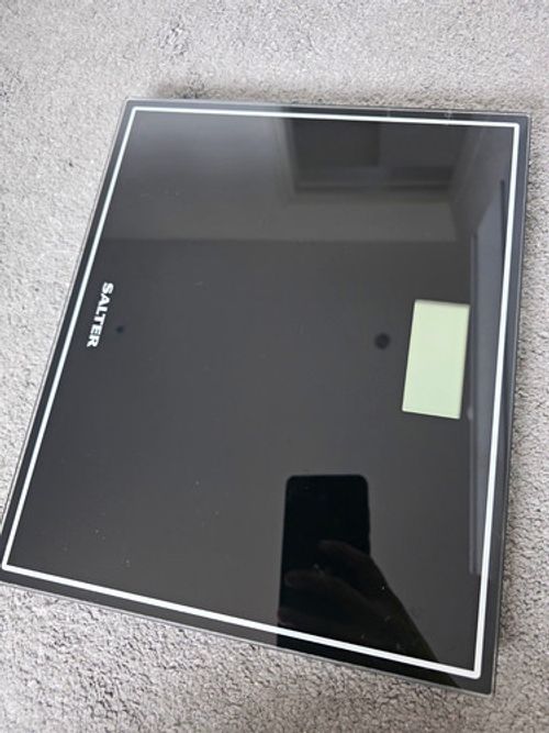 Salter Black Glass Digital Bathroom Scale, Square Modern Solid Plain