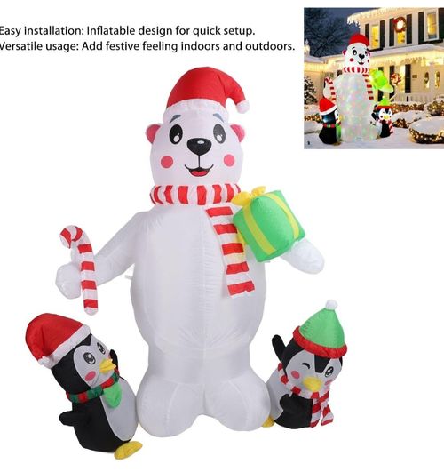 6ft Large Inflatable Polar Bear LED Lights Outdoor Christmas Decorations  — image 2