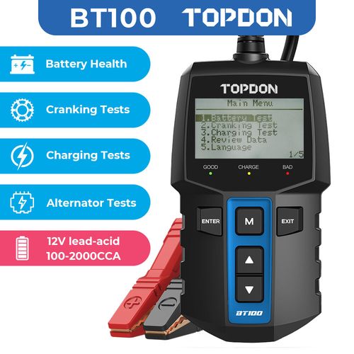NEW! TOPDON 12V Car Battery Load Tester Analyzer Cranking Charging Test BT100-E — image 9