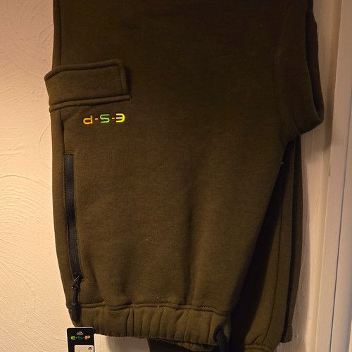 ESP Joggers Unisex Adults L Green Fishing Trousers Drawstring Zip Zipped Pockets