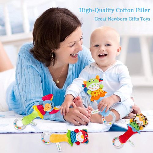 Baby Rattle Toys Set Plush Animal Handbells newborn Baby Sensory Gifts — image 5