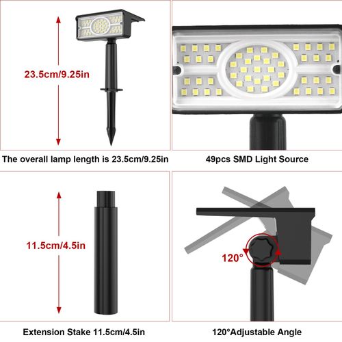 T-SUN 2Pack 49LED Solar Spot Lights Garden Light Landscape Solar Wall Lights UK — image 6