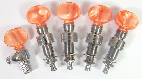 Chrome surface 5 string banjo geared machine head tuning peg tuner 5p 328C-BR — image 1
