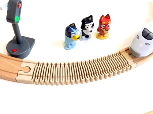 8pc Wooden Train Track Expansion Pack Flexi Track Junctions Connectors Fits Brio — image 9