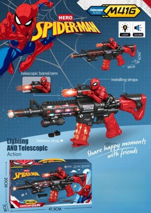 Spiderman Toy Gun M416 Assault Rifle Machine Gun Lights with Sounds Kids Toys UK