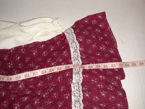 Vintage Robyn Sue Girls Dress Size 10 Prairie Style Burgundy Floral Long Sleeve — image 7