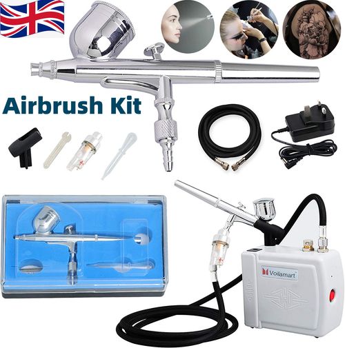 Mini Airbrush & Compressor Kit Dual Action Spray Gun Model Paint Tattoo 0.3MM UK — image 1