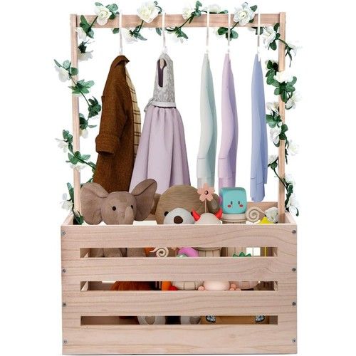 Wooden Baby Shower Basket with Handle Nursery Storage Caddy Baby Gift Hamper