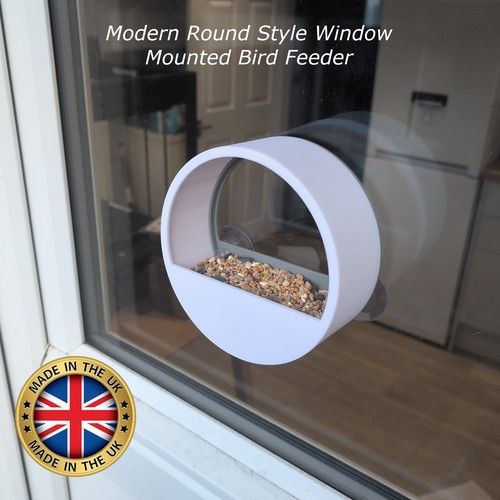 Round Modern style window mounted bird Feeder station with strong suction pads