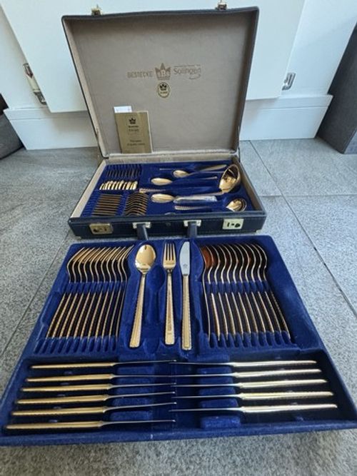 Bestecke sBs Solingen 24ct Gold Plated 70-Piece Cutlery Set in Carry Case