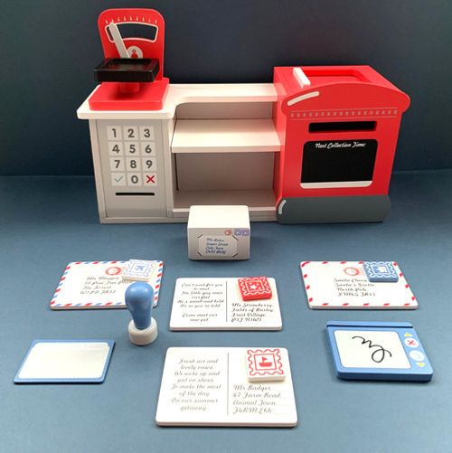 Little Town Tabletop Post office Playset Stamps & Letters Wooden Toy