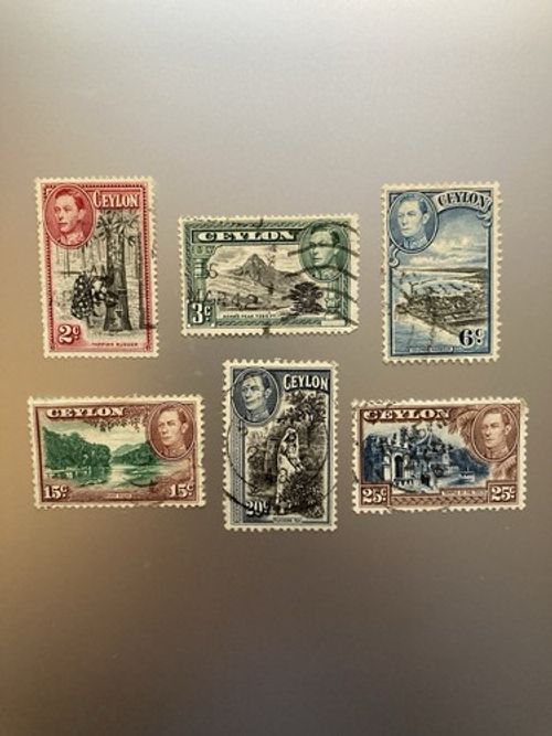 Ceylon George VI Pictorial Used Stamp Set 2c 3c 6c 15c 20c 25c