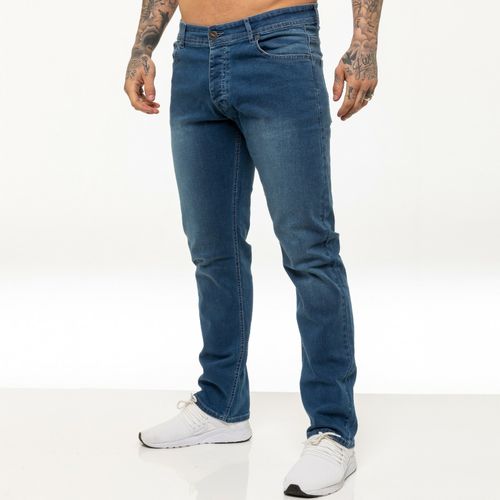 Enzo Straight Leg Jeans Mens Regular Fit Stretch Denim Trouser Pants All UK Size — image 1