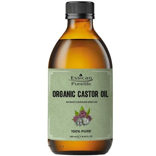 Organic Castor oil 250ml 100% Natural - Glass Bottle, Cold pressed, Hexane Free