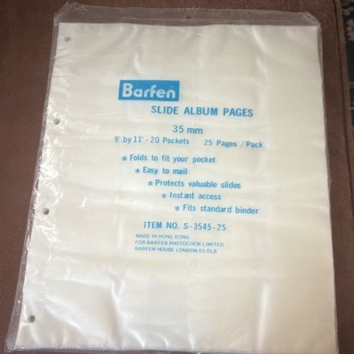 Barfen 35mm Archival Photo Pages 9x11 20 Pockets 25 Pack Fits Binder S-3545-25