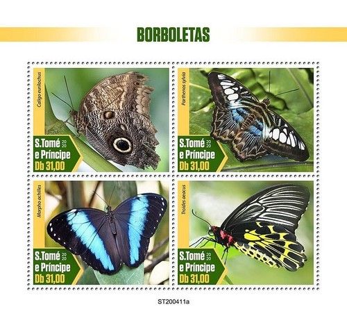BUTTERFLIES Insects MNH Stamp Sheet #499 (2020 Sao Tome & Principe)