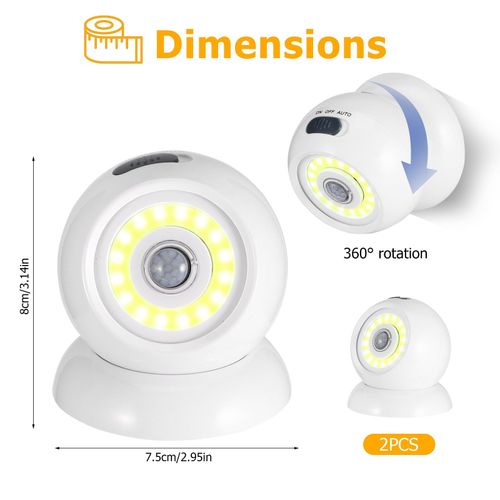 Motion Sensor Lights Indoor & Outdoor - 2PCS Bright Ball Light, 2 Pack, White — image 9