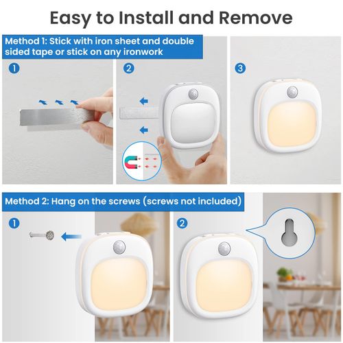 ANOPU Motion Sensor Lights Indoor, 2 Pack Rechargeable Rechargeable, White — image 7