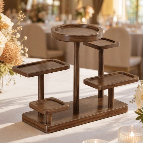 Wooden Tiered Riser Display Stand Sturdy Dessert Stand Rustic for Buffets — image 3