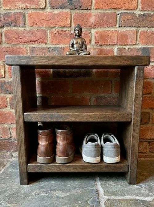 Rustic Reclaimed Wooden Shoe Bench – Handmade Shoe Rack – Solid Wood Storage