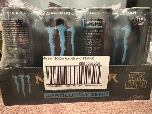 Monster Absolute Zero Energy Drink 500ml Can, Pack of 12 — image 3