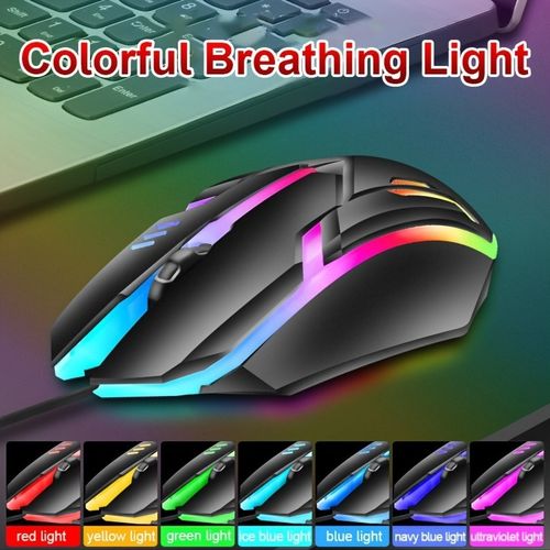 NEW WIRED USB OPTICAL MOUSE FOR PC LAPTOP COMPUTER ANDROID BOX SCROLL RGB LED UK — image 2