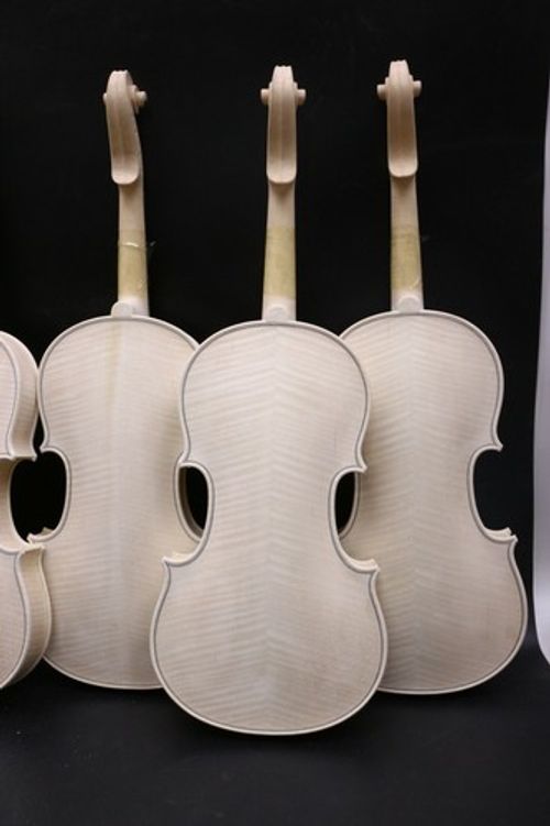 Master White Violin Unfinished 4/4 Tiger Flame Maple Spruce Handmade Violin