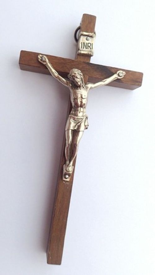 SOLID WOOD CRUCIFIX Wall Hanging Cross 5" Catholic Christian Made in Italy Jesus