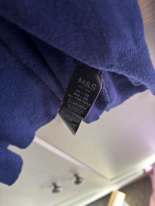 M&S Collection Women's Blue Cotton Knit V-Neck Button Cardigan Long Sleeve 18 — image 4