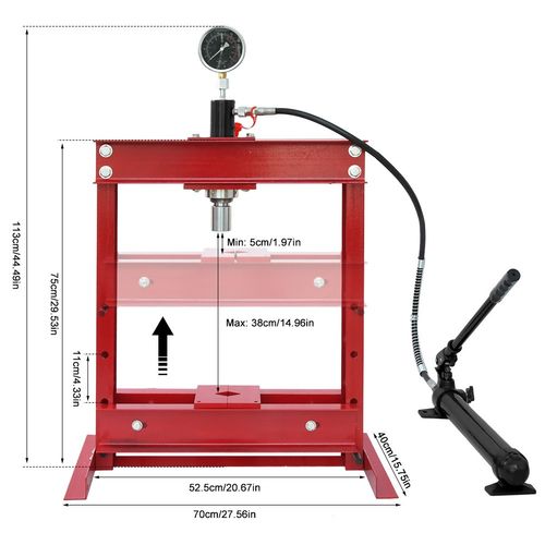 12T Ton Hydraulic Shop Press Heavy Duty Garage Hydraulic Press with Press Plate — image 7
