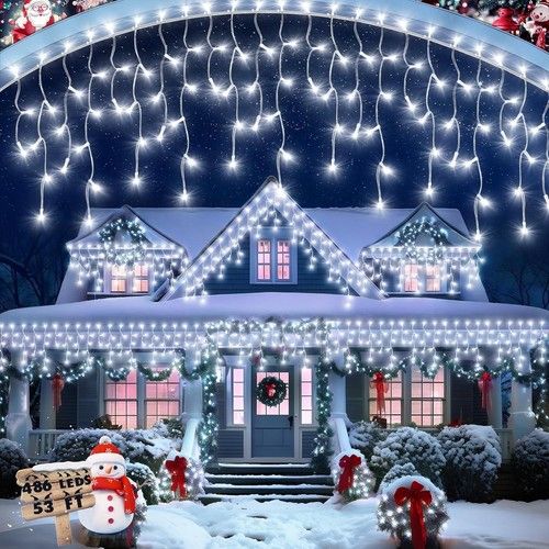 Icicle Snowing Lights Christmas Xmas House Outdoor Fairy Effect Decor Outside