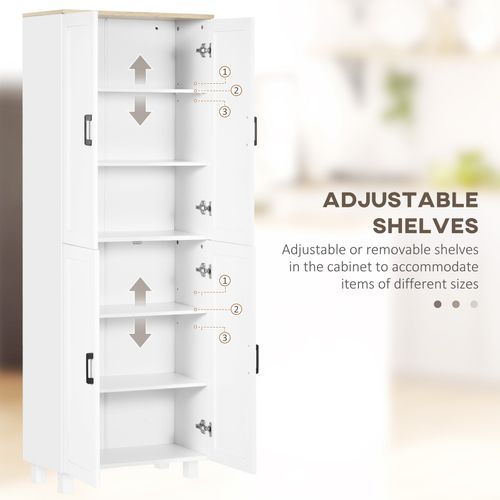 HOMCOM Modern Kitchen Cupboard Storage Cabinet with 6 Shelves, White — image 7