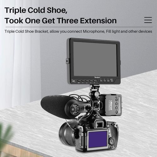 Triple Cold Shoe Mount Extension Bracket 1/4'' Screw for Microphone Video Light — image 2