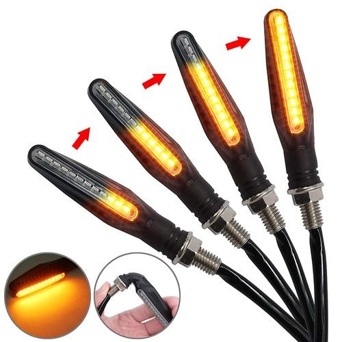 4X Universal Flowing Motorcycle Motorbike LED Turn Signal Indicator Amber Light