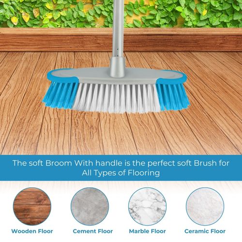 Soft Indoor Broom Long Handled Sweeper Sweeping Brush Floor Cleaning Kitchen — image 5