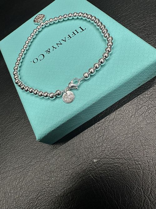 Tiffany Blue Heart Tag Bead Bracelet Silver, 18 cm — image 4