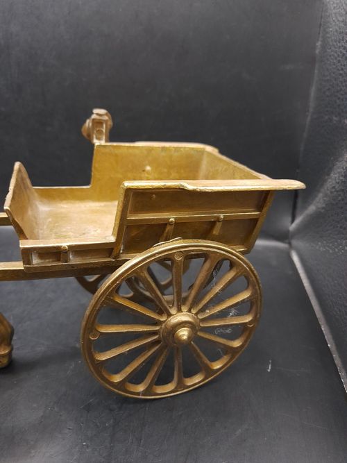 Good Size Vintage Solid Brass Horse  Drawn Carriage - 11 By 16 By 3.5" Approx. — image 6