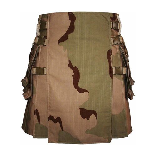 Men's British  Camo Gothic Utility  Kilt– Scottish Cotton Handmade Cargo Pockets — image 2