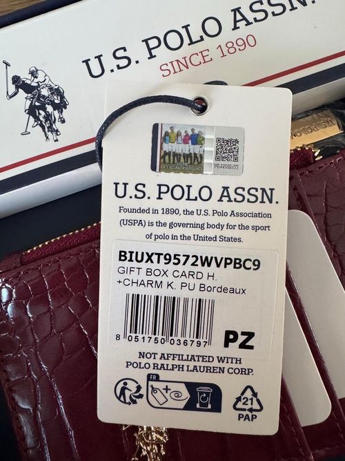 U.S. Polo Assn. Women’s Bordeaux Croc Pattern Wallet/Card Holder & Keyring Set — image 3