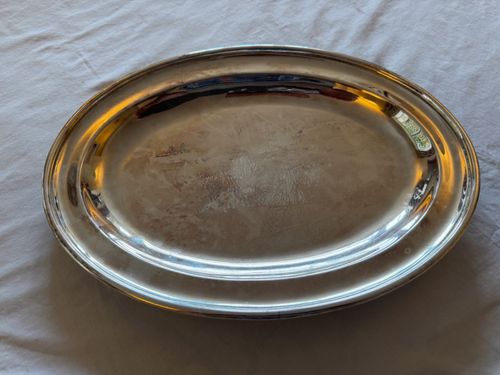 Vintage Oval Silver Plated Meat Serving Platter Tray Roast Joint Dish Rimmed — image 1
