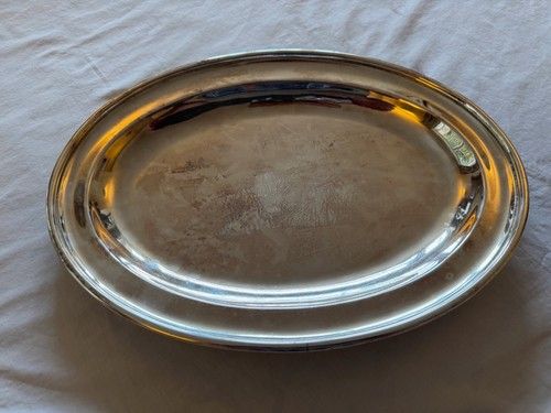 Vintage Oval Silver Plated Meat Serving Platter Tray Roast Joint Dish Rimmed