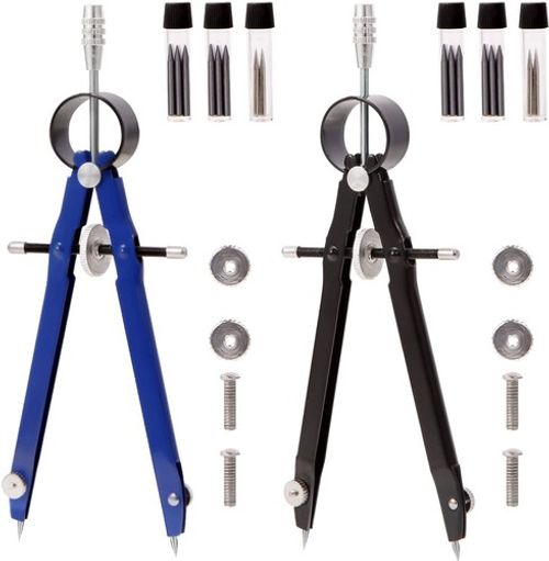 2 pcs Metal Compass for Geometry Math Drafting Circle Compass Drawing Tools
