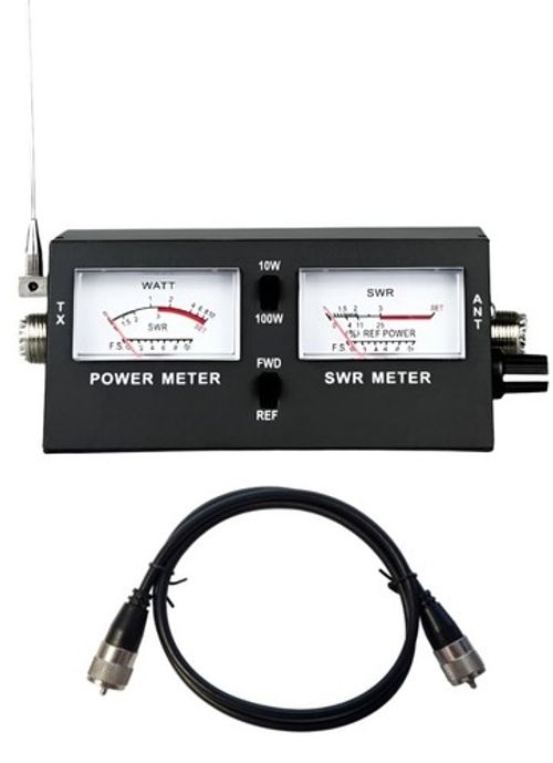 SWR POWER METER 26-30 MHz, 10-100W, SO-239 UHF with 1m RG58 Patch Lead