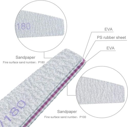 12x Nail Files 100/180 Grit Professional Half Moon Curved Double Sided Nail File — image 7