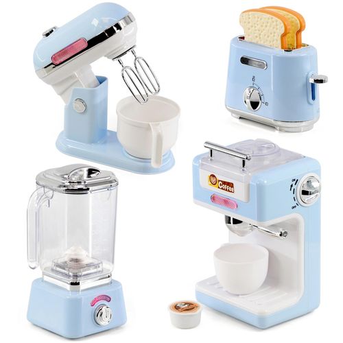 Kitchen Appliances Toy Set Kids Pretend Play Coffee Toaster Mixer Blender Food — image 1