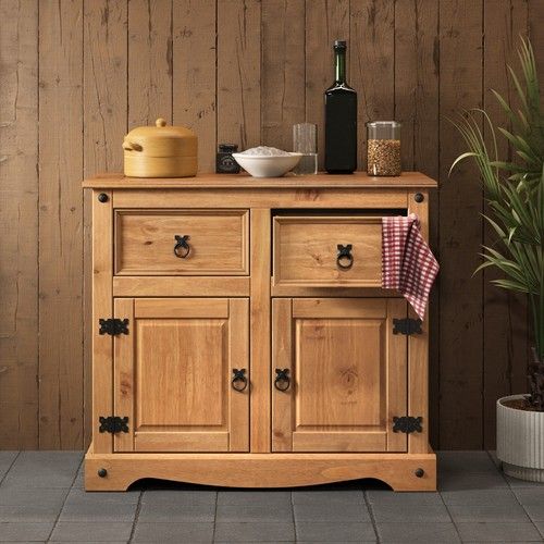 Corona Sideboard 2 Door 2 Drawer Solid Mexican Wood Pine Wooden Dresser Cupboard